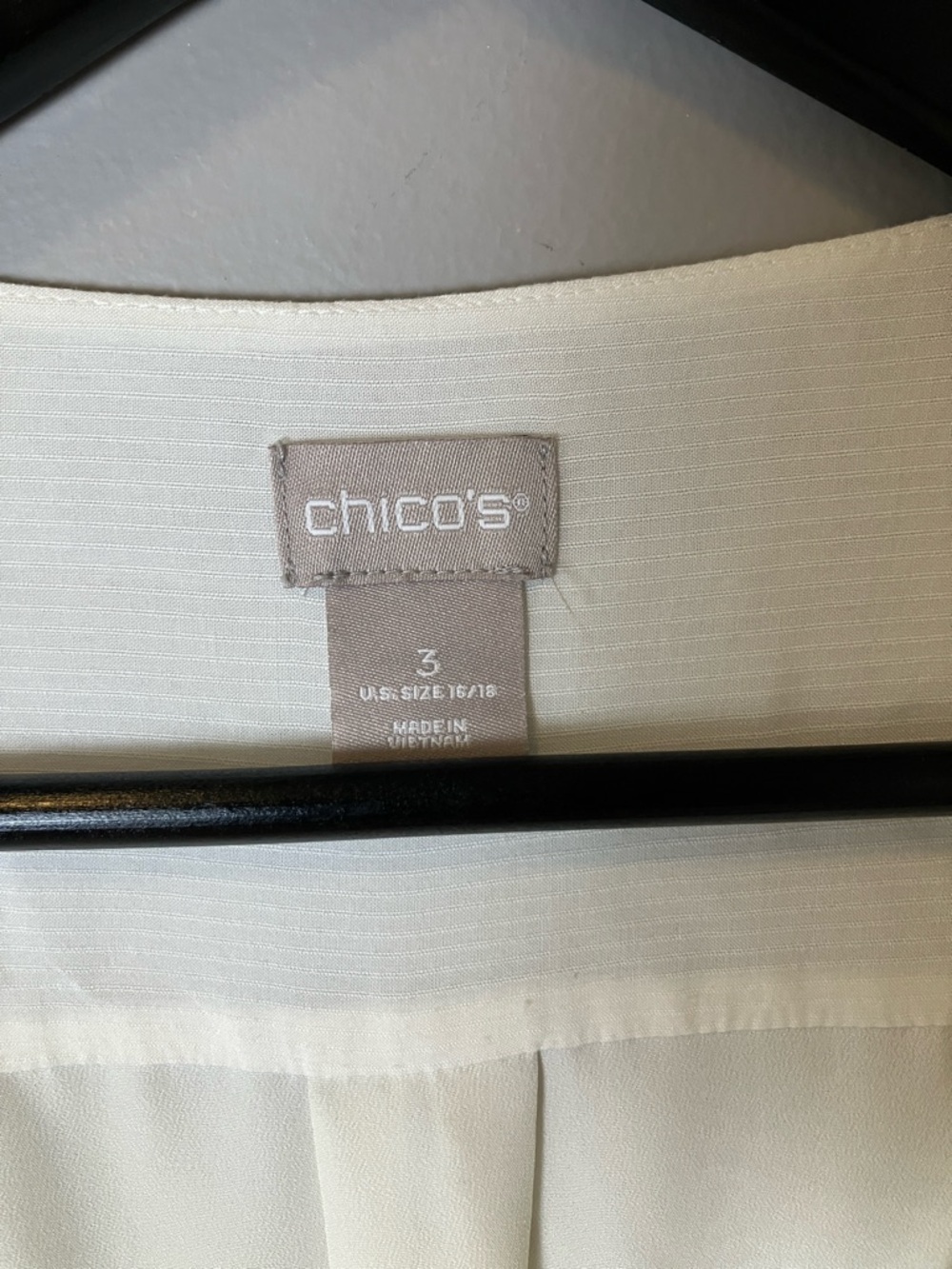 Chico's Size 3 Ivory Lace Trim Blouse Women's XL 16/18 Boho Romantic Long Sleeve - Picture 5 of 9